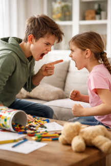 zwei streitende Kinder