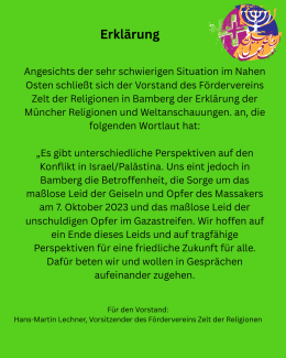 Erklärung Förderverein Zelt der Religionen