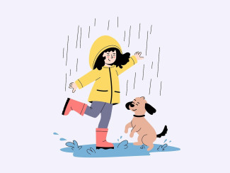 gemaltes Bild: Mädchen im Regen