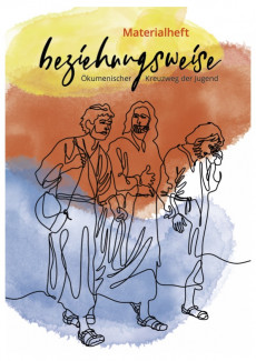 Zeichnung: zwei Jünger mit Jesus auf dem Weg
